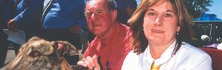 Peter Giles and Lauren Gorman with 2003 Traralgon Cup winner Our Barney Peter Giles and Lauren Gorman with 2003 Traralgon Cup winner Our Barney