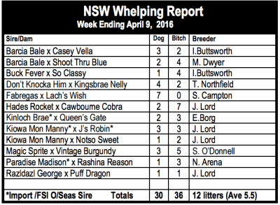 NSW Whelping Report